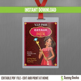 Elena of Avalor VIP Pass Birthday Invitation